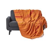 Bed Sofa Throw Cotton Chenille Tie Dye Homescapes Orange 220cm x 240cm