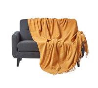 (Rust, 220 x 240 cm) Bed Sofa Throw Cotton Chenille Tie Dye