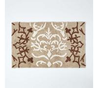 Homescapes Beige Damask Cotton Bath Mat