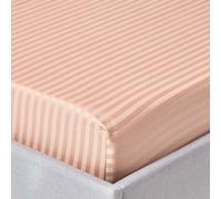 Egyptian Cotton Satin Stripe Fitted Sheet 12 inch 330 Thread Count Homescapes Beige Small Double Fitted