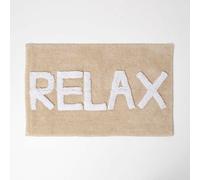 HOMESCAPES Relax 100% Cotton Bath Mat White and Beige Super Absorbent and Soft Non-Slip 50 x 80 cm Large and Thick Bathmat