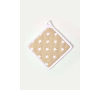 HOMESCAPES - Pure Cotton Pot Holder - Stars - Beige White - 20 x 20 cm - Fully Coordinated Washable Kitchen Linen