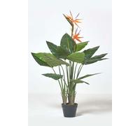HOMESCAPES Artificial Bird of Paradise Flower 120 cm Tall Fake Strelitzia Plant in Black Pot