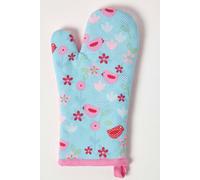 Homescapes Birds And Flowers Pink Cotton Oven Glove