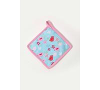 Homescapes Birds & Flowers Pink Cotton Pot Holder in Blue Homescapes Blue