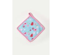 Homescapes Birds & Flowers Pink Cotton Pot Holder in Blue Homescapes Blue