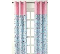 Birds And Flowers Ready Made Eyelet Curtain Pair Homescapes Blue 140cm width x 229cm drop