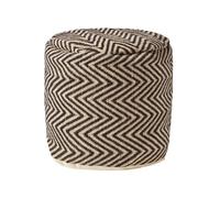Homescapes Black And Cream Chevron Pattern Circular Pouffe