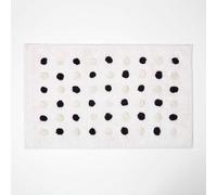 Homescapes Black And White 100% Cotton Bath Mat Tufted Polka Dot Design, 50 X 80 Cm
