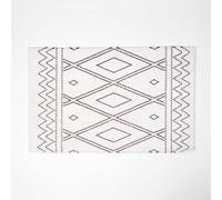 Homescapes Black And White Bath Mat 100% Cotton Boho Design, 50 X 80 Cm