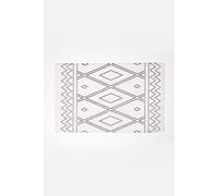 HOMESCAPES Black and White Cotton Bath Mat with On-Trend Boho Design Super Absorbent Tufted Bathmat, 50 x 80 cm