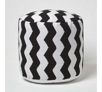HOMESCAPES Black and White Chevron Style Bean Footstool - 45 x 40 cm