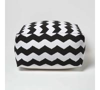 Homescapes Large Bean Filled Cube Footstool In Black Black One Size