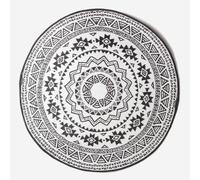 Homescapes Black and White Motif Design Circular Reversible Outdoor Rug