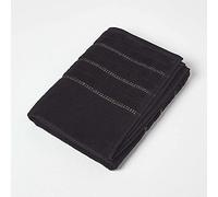 HOMESCAPES Black Bath Towel with Glitter Border 100% Cotton Super Absorbent 450GSM Sparkling Diamante Large Towel
