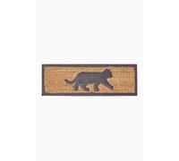 HOMESCAPES Door Mat Black Cat 100% Natural Coir 25 x 75 cm with Rubber Non-Slip Back Indoor and Outdoor Doormat