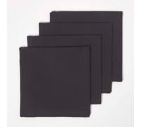 Homescapes Black Cotton Napkins Set Of 4, Plain Fabric Table Napkins, 45 X 45Cm, Washable & Reusable For Parties, Events