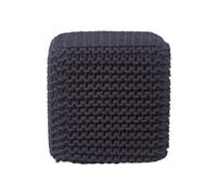Homescapes Black Cube Cotton Knitted Pouffe Footstool