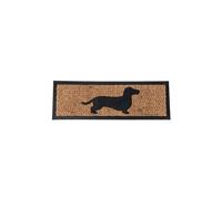 HOMESCAPES Door Mat Black Dog 100% Natural Coir 25 x 75 cm with Rubber Non-Slip Back Indoor and Outdoor Doormat
