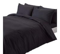 Homescapes Egyptian Cotton Duvet Cover with Pillowcase, 200 TC in Black | Size: Double Homescapes Black Double