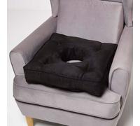 HOMESCAPES Ultimate Comfort Coccyx Cushion for Tailbone Pain Relief - Handmade Donut Pillow with Firm Support, Sciatica Relief, Hemorrhoid Cushion - Black Faux Suede Armchair Booster Cushion