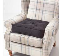 Homescapes Black Faux Suede Dining Chair Booster Cushion