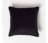 Homescapes Black Filled Velvet Cushion With Piped Edge 46 X 46 Cm
