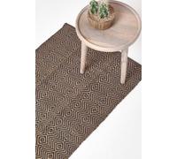 Black Geometric Jute Rug, 66 x 200 cm Homescapes Black 66cm x 200cm