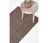 Homescapes Black Geometric Jute Rug, 66 x 200 cm | Size: 66 cm x 200 cm Homescapes Black 66 cm x 200 cm