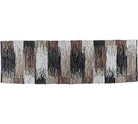 HOMESCAPES Black, Grey & Brown Genuine Leather Hall Runner Handwoven Cutshuttle Design Eco Friendly Real Leather Rug, 66 x 200 cm