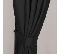 HOMESCAPES Black Curtain Tie Back Pair Herringbone Chevron Textured Retro Geometric Design 2 Tie Backs For Curtain Pair - Coordinating with Blackout Thermal Curtains. Free Sample Swatches Available