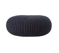 Homescapes Black Large Round Cotton Knitted Pouffe Footstool