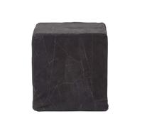 Homescapes Black Leather And Suede Patchwork Cube Pouffe 36 X 36 X 38 Cm
