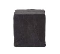 Homescapes Black Leather And Suede Patchwork Cube Pouffe 36 X 36 X 38 Cm