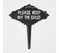 Homescapes Black Metal "Please Keep Off The Grass" Garden Sign with Metal Spike