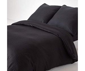 HOMESCAPES Black Pure Egyptian Cotton Duvet Cover Set Euro Size 240 x 220 cm 330 TC 500 Thread Count Equivalent 2 Pillowcases Included Quilt Cover Bedding Set
