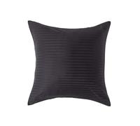 HOMESCAPES Black Pure Egyptian Cotton Euro Size Pillowcase 60 x 60 cm 330 TC 500 Thread Count Percale Equivalent Satin Stripe Pillow Case with Zip Pack of 2