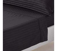 Egyptian Cotton Satin Stripe Flat Sheet 330 Thread Count Homescapes Black King Flat