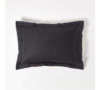HOMESCAPES Black Pure Egyptian Cotton Oxford Pillowcase Standard Size 330 TC 500 Thread Count Percale Equivalent Satin Stripe Pillow Case Pack of 4