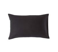 HOMESCAPES Black Pure Egyptian Cotton Pillowcase Standard Size 330 TC 500 Thread Count Percale Equivalent Satin Stripe Housewife Pillow Case Pack of 2