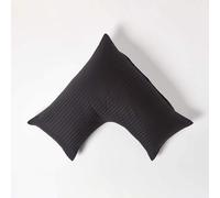 HOMESCAPES Black Pure Egyptian Cotton V-Shape Pillowcase 330 TC 500 Thread Count Percale Equivalent Satin Stripe Pillow Case For Nursing Pregnancy and Elderly Pack of 2