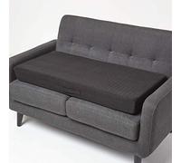 HOMESCAPES Black Quilted 2-Seater Booster Cushion with Removable Cover 100 cm Long 10cm Deep Firm Orthopaedic Foam Cushion Two Seater Sofa Seat Pad with Soft Faux Suede Washable Cover