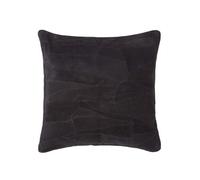 Homescapes Black Real Leather Suede Cushion With Feather Filling