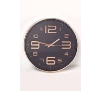 HOMESCAPES Black & Rose Gold Wall Clock 30 cm Wide Modern Style Kitchen or Office Clock