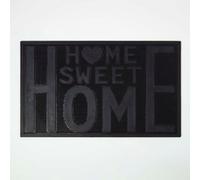 Homescapes Black Rubber Home Sweet Home Non-Slip Doormat | Size: 45 cm x 75 cm Homescapes Black 45 cm x 75 cm