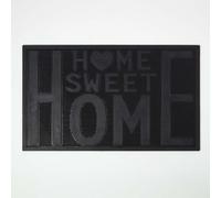 Homescapes Black Rubber Home Sweet Home Non-Slip Doormat