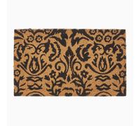 HOMESCAPES - Door Mat - Black Scroll Baroque - 45 x 75 cm - 100% Natural Coir - Indoor and Outdoor Doormat
