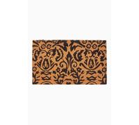 HOMESCAPES - Door Mat - Black Scroll Baroque - 45 x 75 cm - 100% Natural Coir - Indoor and Outdoor Doormat
