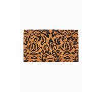HOMESCAPES - Door Mat - Black Scroll Baroque - 45 x 75 cm - 100% Natural Coir - Indoor and Outdoor Doormat