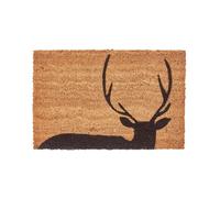 Black Stag Silhouette Non-Slip Coir Doormat Homescapes Blue 40cm x 60cm